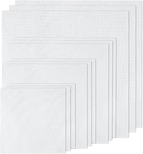 12 piezas de tela Aida de 14 unidades, 4 tamaños, tela de punto de cruz blanca para bordado de manualidades, tela Aida clásica de reserva para