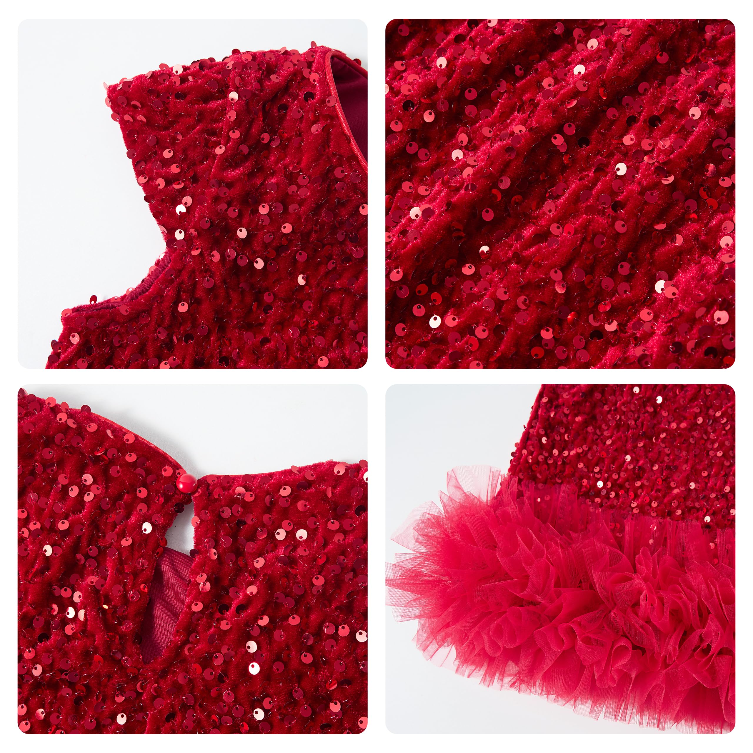 Miipat Abitini Bambina Paillettes di Velluto Vestiti Ragazza Vestito Bambini Principessa per Il Matrimonio Festa di Compleanno
