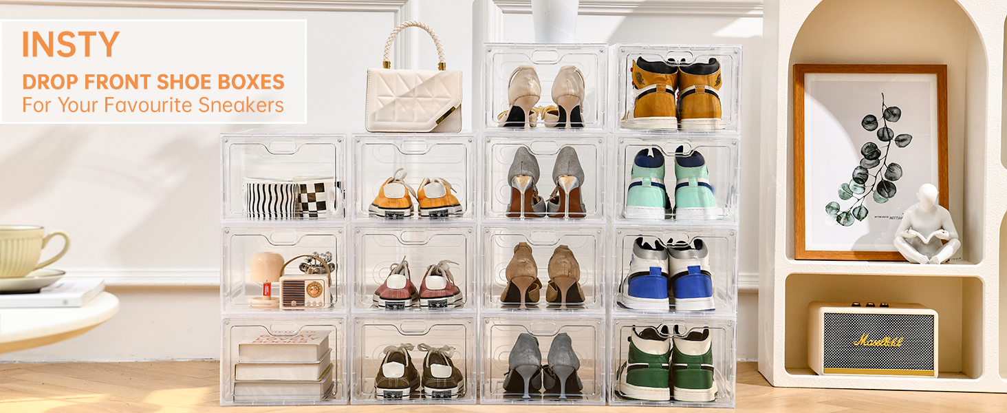 Amazon.com: INSTY 12 Pack Large Shoe Storage Box, Clear Shoe