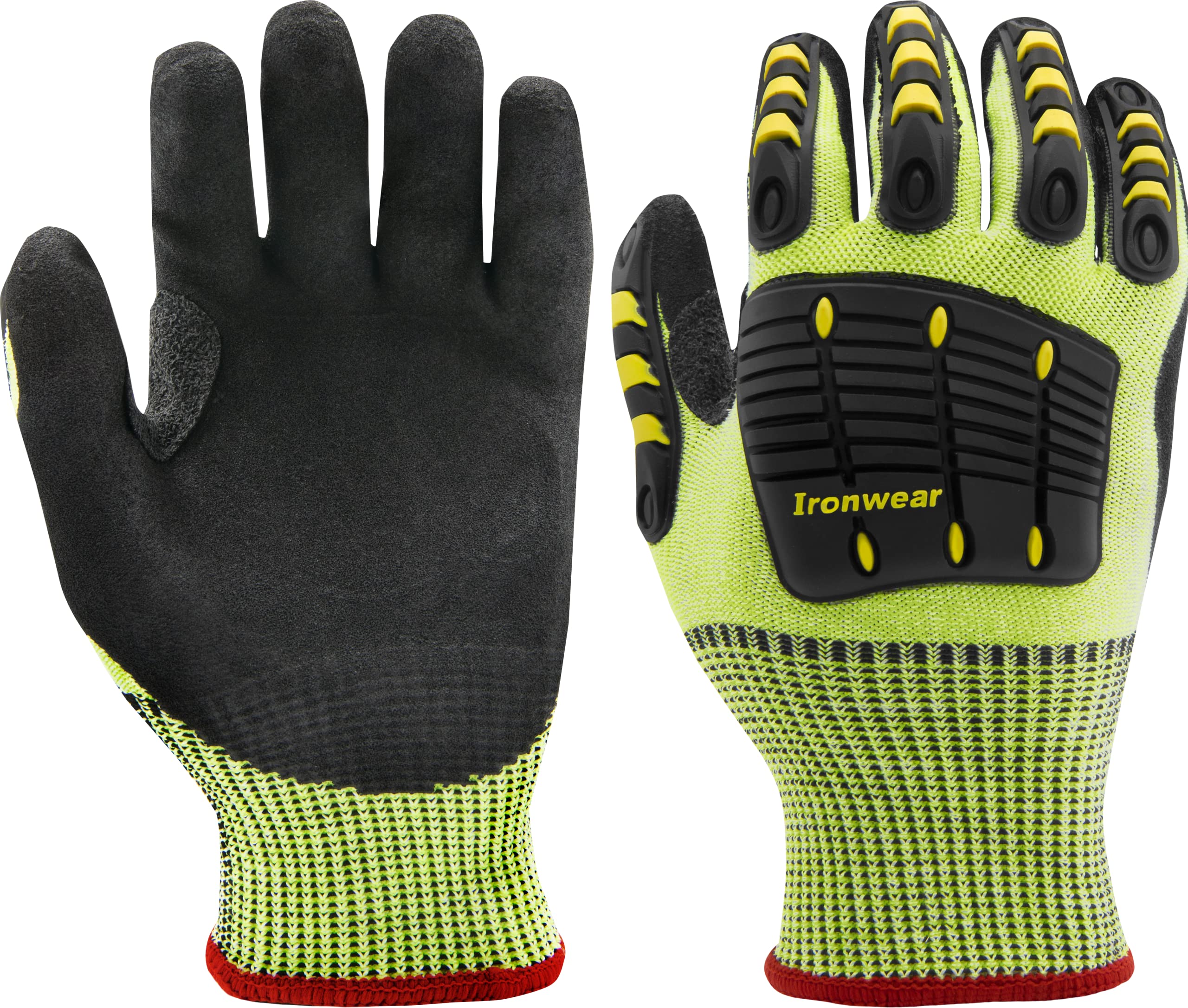 Ironwear 4885 Hi-Visibility Puncture and Impact Resistant Safety Gloves with TPR Padding