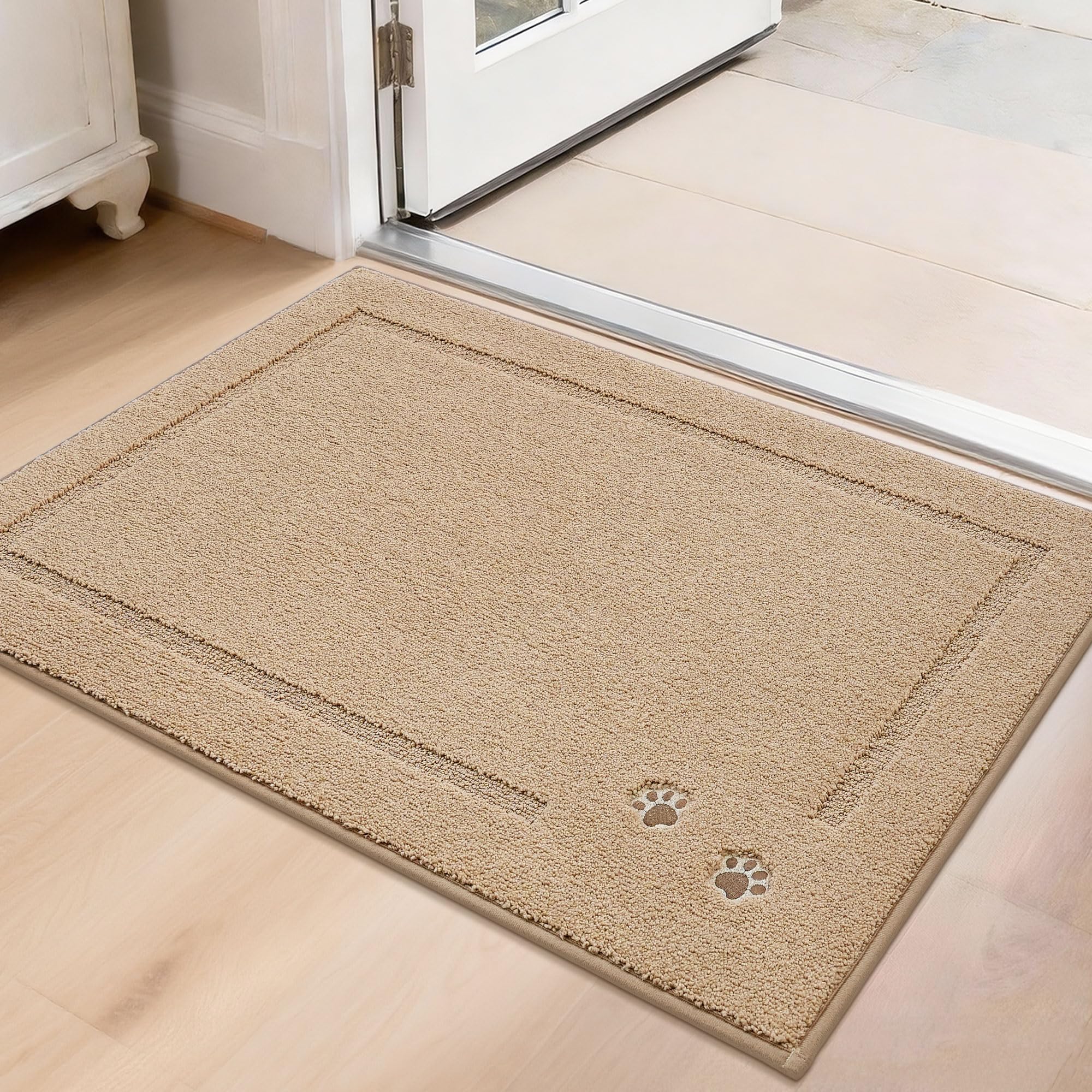 BEQHAUSE Dog Door Mat for Muddy Paws 20"x32" Dirt Trapper Absorbent Doormat Non Slip Entryway Rugs Washable Stain Resistant Welcome Floor Mat Soft