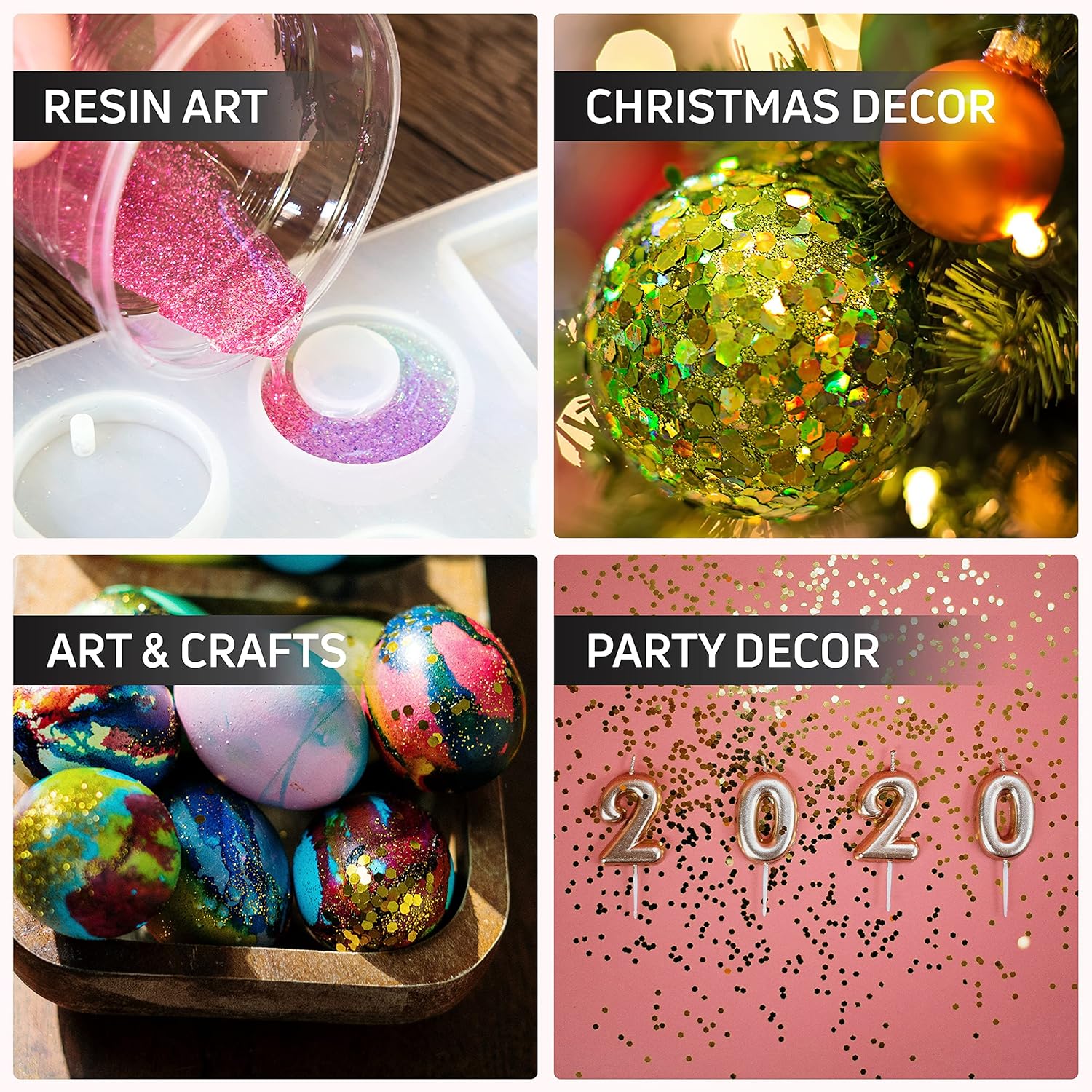 Azberg Chunky Glitter for Crafts Pack of 20 Colors Total 155g - Body Glitter for Eye and Face Makeup - Fine Resin Glitter in Different Size : Beauty & Personal Care