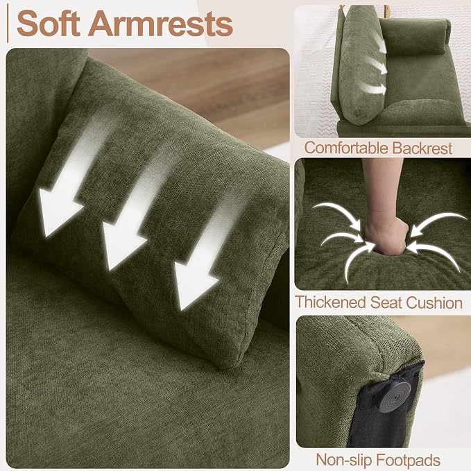 Sillón Plegable Chenille Verde Menta miniatura 4