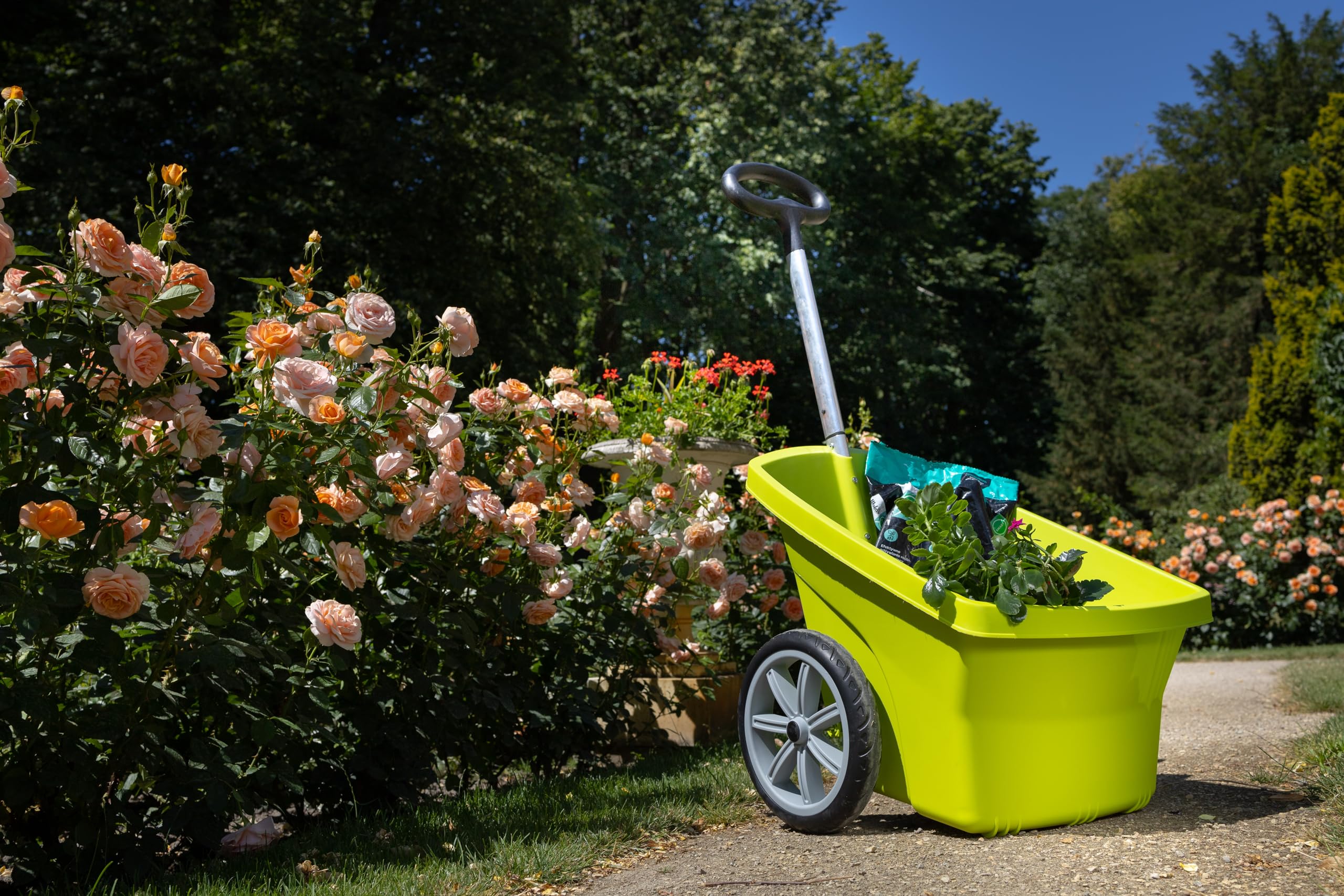 Schubkarre 2 Räder - Gartentrolley Kunststoff - Gartenwagen Transportwagen - Gartenkarre für Laub, Abfall - Belastbarkeit bis 50 kg, Fassungsvermögen 67 L - Schwarz