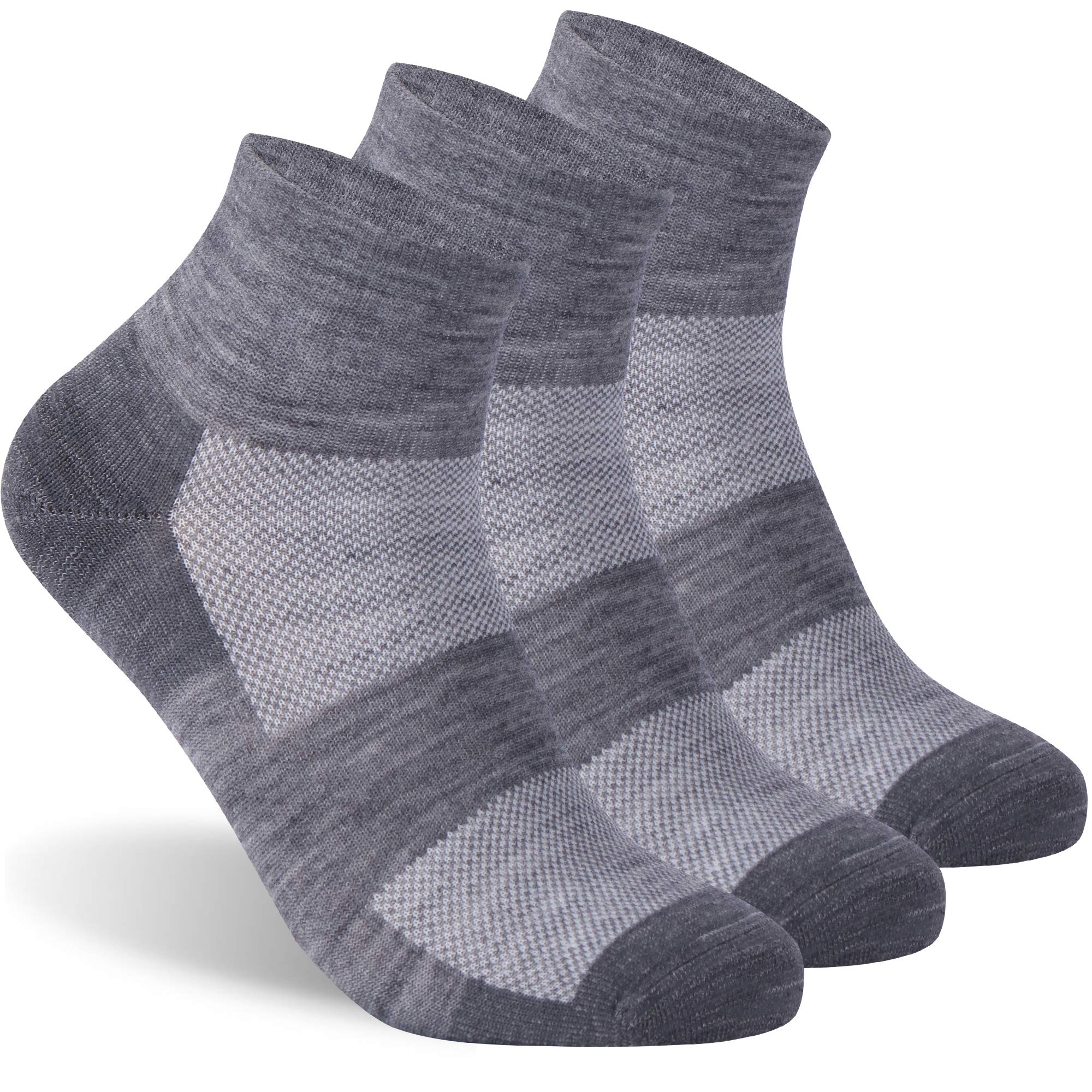 Athletic Ankle Socks, RTZAT Men's Women's 90% Merino Wool Thin Ultra-Light Running Moisture Wicking Socks, 3 Pairs