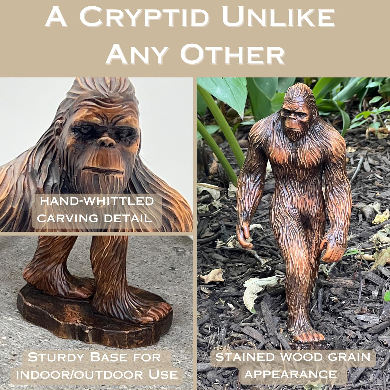 Bigfoot Indoor Outdoor Garden Statue – Rustic Sasquatch Figurine – Unique Big foot Yard Decor – Weather-Resistant UV Protected – Bigfoot Gifts for Lawn, Patio, Home and Office – 8.5” Tall