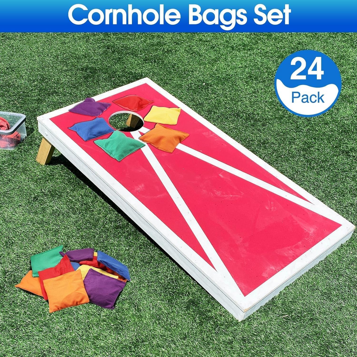 Lot de 24 poufs Cornhole à lancer - 15 x 15 cm - En nylon - Sac de rangement étanche - Avec sac de transport - Pour adultes - PE sensoriel - Jonglier - Éducation sportive