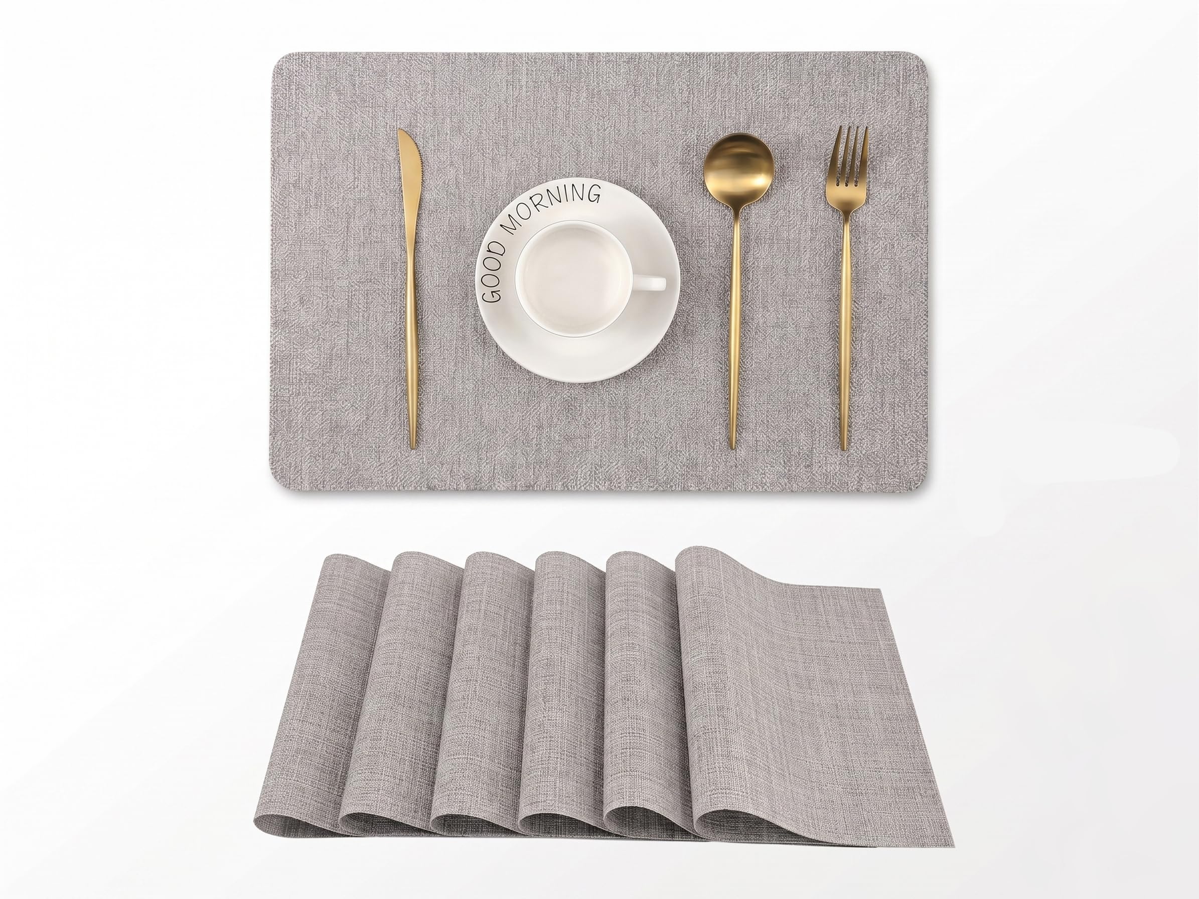 RichAxis Dining Table mat, Washable Table mats, PVC placemat for Kitchen, Non Slip Dining Table Accessories for Home, Rectangular Place Mat for Multiple Use (Set of 2, Grey) — Amazon image 18