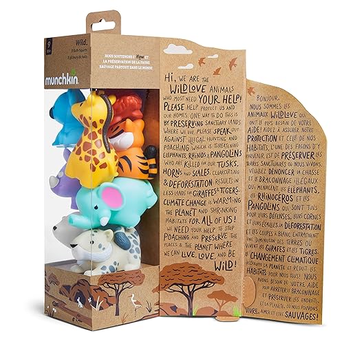 Miniatura 8 de Munchkin Cuchara de juguete de baño con 8 unidades de juguete de baño de animales salvajes