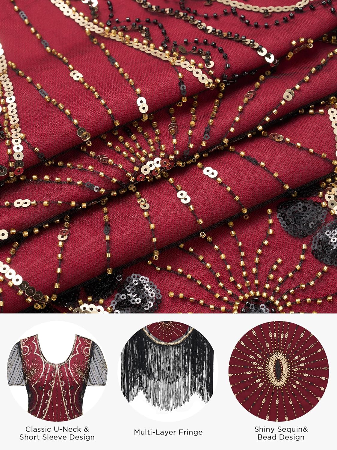 YESSA Flapper Dresses 1920s Dresses for Women,Great Gatsby Dresses for Women Roaring 20s Costumes With 20s Accessories - Image 4