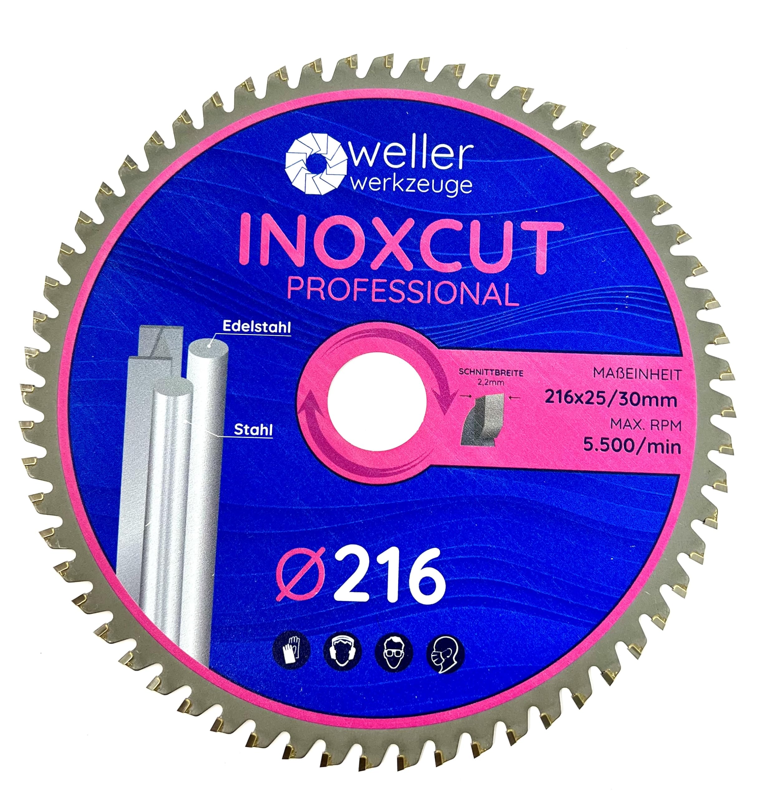 I Profi INOXCUT Sägeblatt 216x30mm Kreissägeblatt Kappsäge für Stahl Edelstahl und NE Metalle