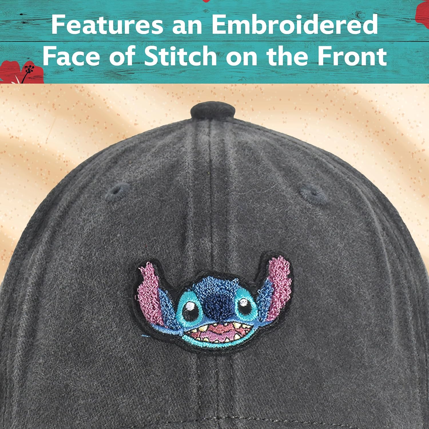 Disney Stitch Dad Hat, Adjustable Cotton Baseball Cap with Curved Brim, Black, One Size - Image 3