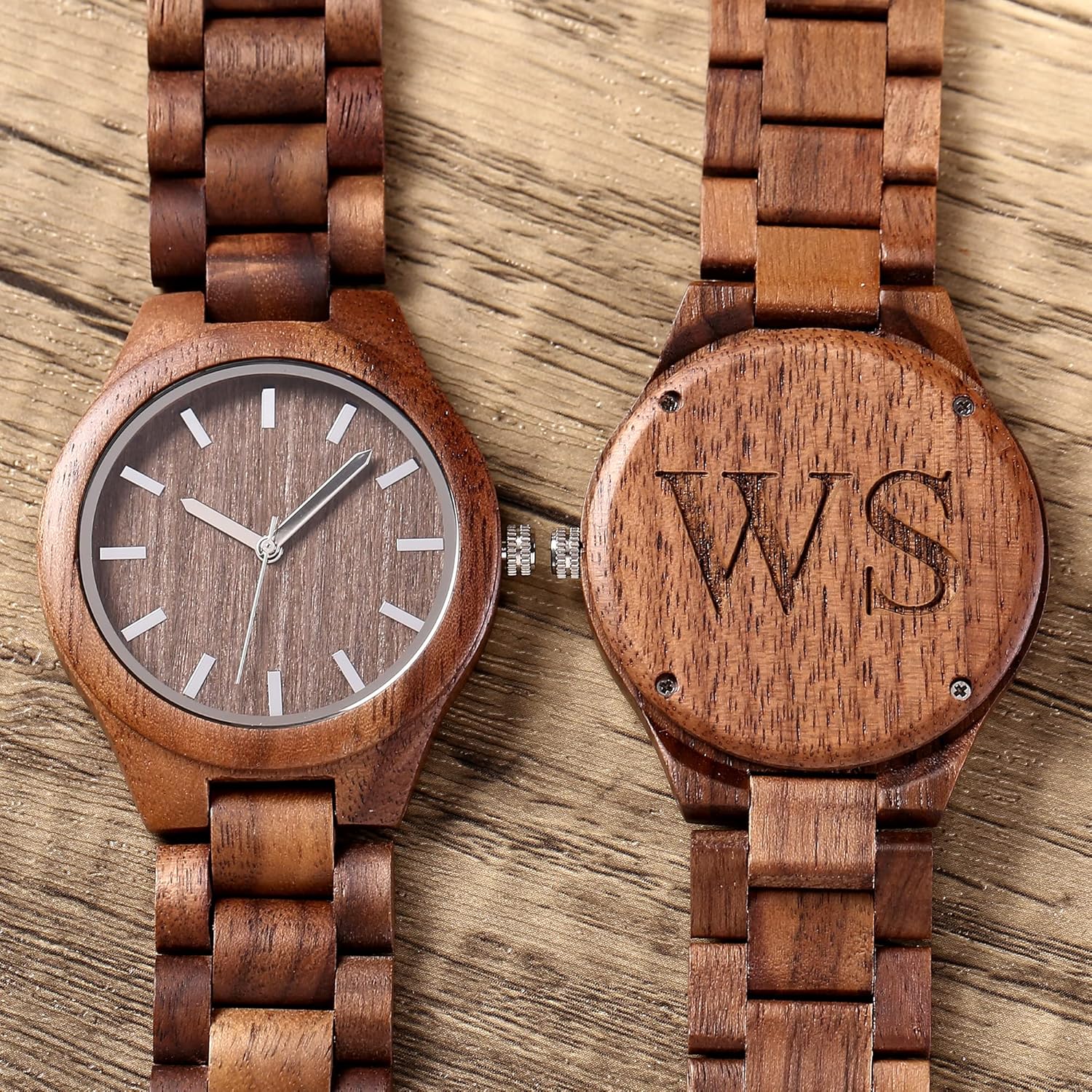 Personalized Walnut Wood Wooden Watch, Groomsmen Gift, Gift for Father, Mens Watch, Watch for Hushand