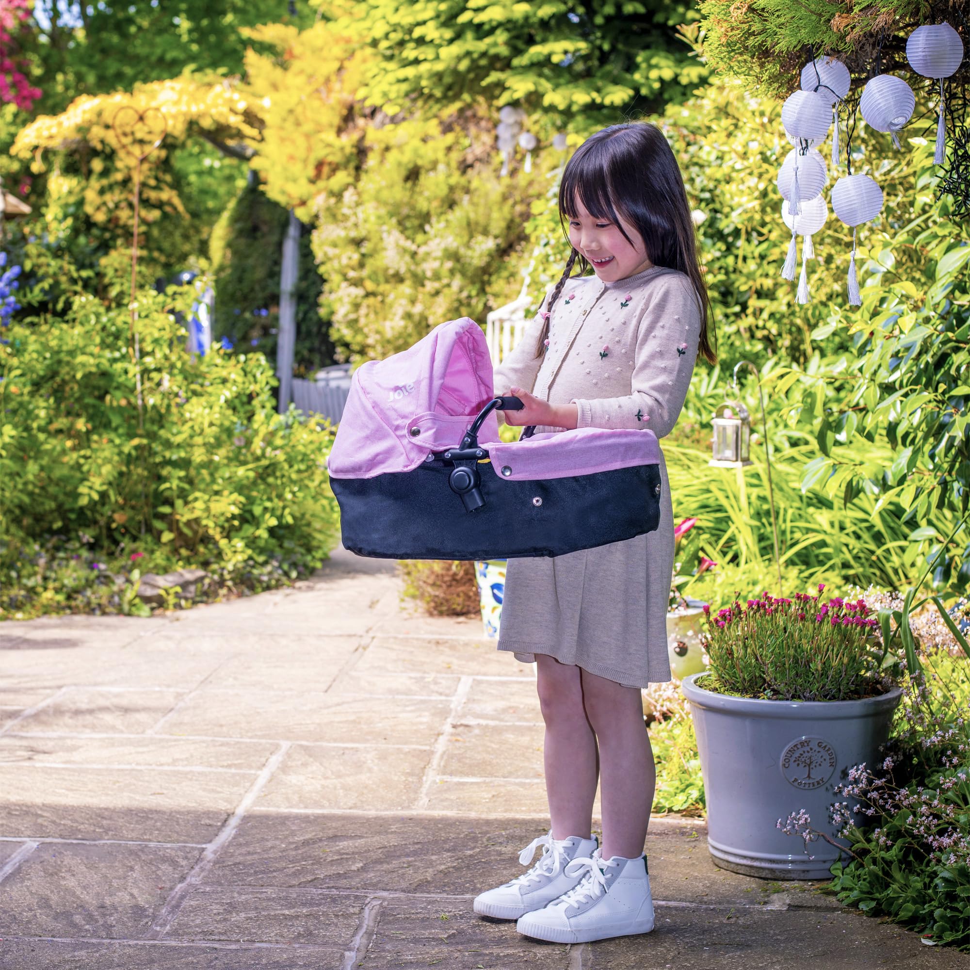 Joie Junior Evalite Twin Passeggino doppio rosa e nero, carrozzina doppia per bambole con maniglia regolabile in altezza e diverse opzioni di seduta, adatto per bambini dai 3 anni in su