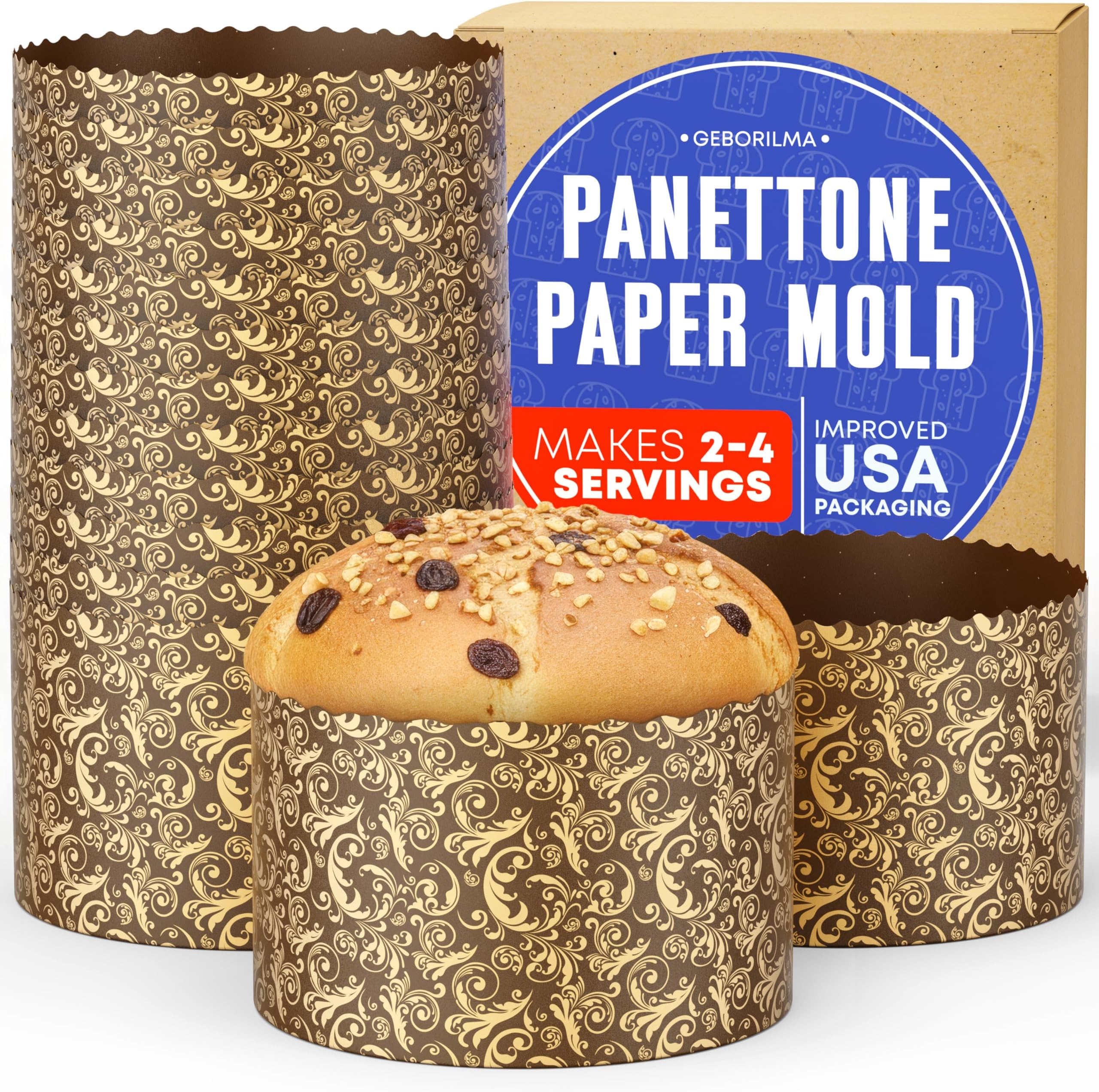 Durable Panettone Paper Mold Medium - 18 oz Disposable Panettone Pan for Cake and Bread - 5 in Panettone Molds for Baking 500 g - Easter Bread Paper Mold Paska 12 pack