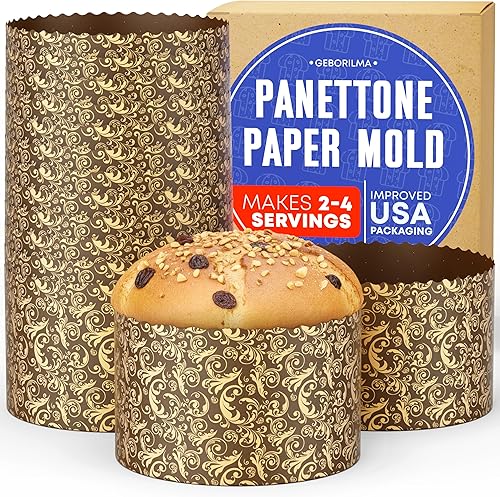 Hermoso molde de papel para panettone de 18 onzas, juego de 12 formas de papel para hornear pan, pasteles o pastelería de Pascua, molde desechable