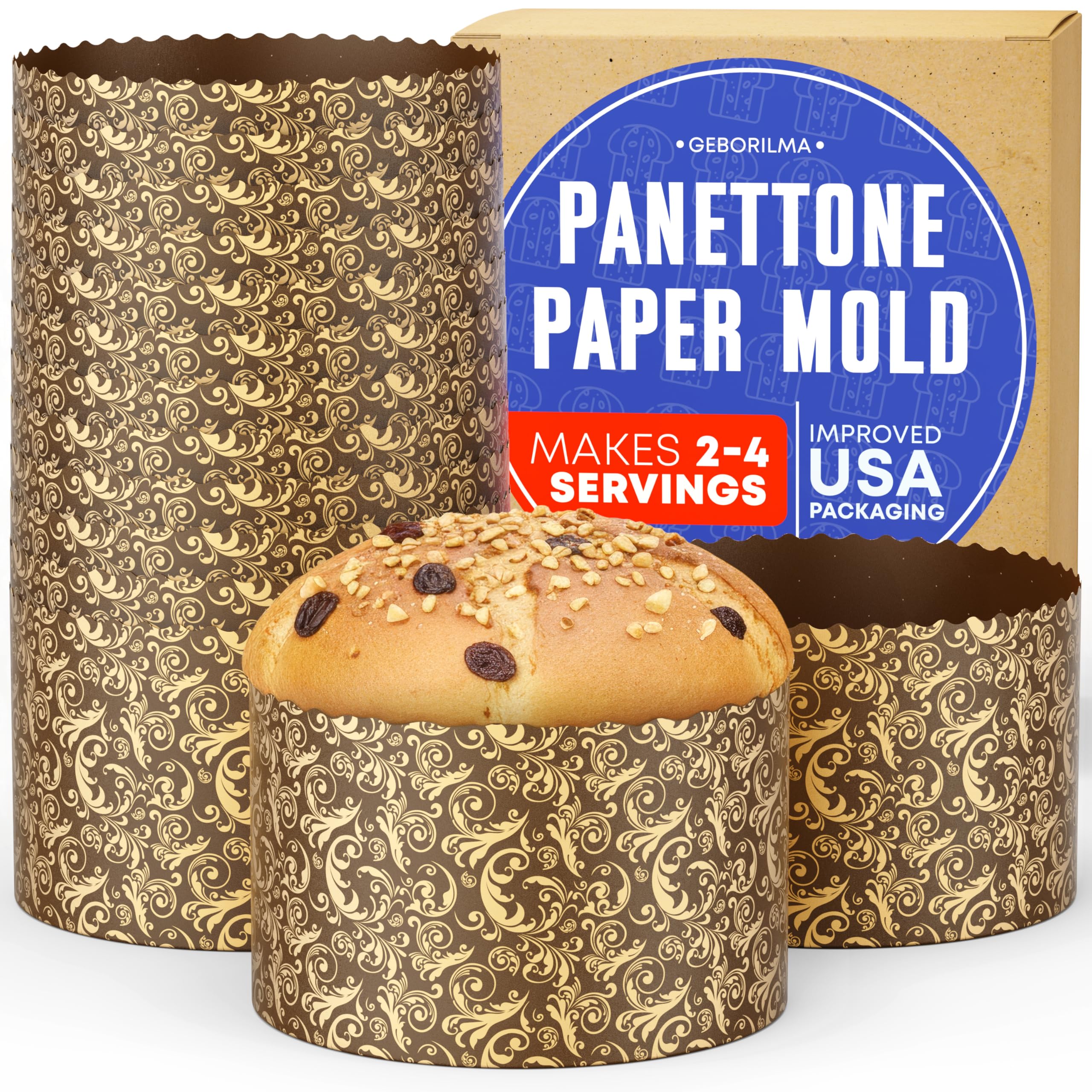 Premium Panettone Paper Mold Medium - 18 oz Disposable Panettone Pan for Cake and Bread - 5 in Panettone Mold 500 g - Forms for Baking Paska and Kulich for Christmas 12 Pack