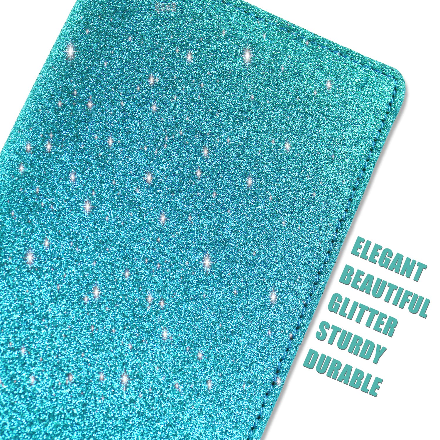 Sanlykate Glitter Checkbook Cover for Girl Women, RFID Blocking PU Leather Standard Register Check Book Case With Pen Inserts & Free Divider, Black