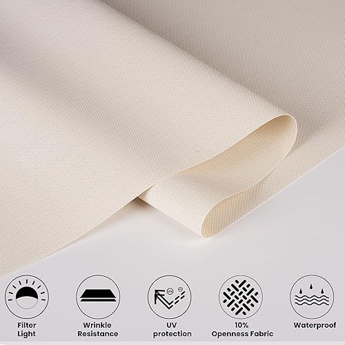 Vista 4 de Persianas enrollables con filtro de luz personalizadas para ventanas, persianas enrollables solares sin cordón, 10 % de apertura, cenefa de casete