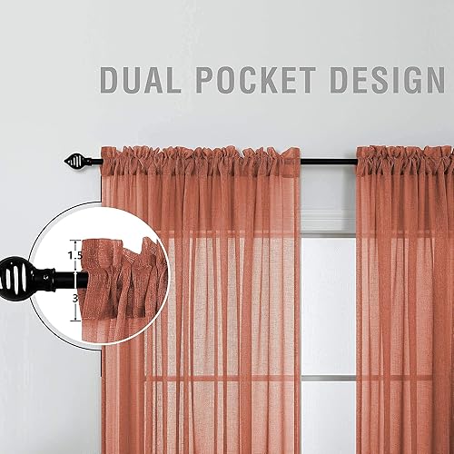 Miniatura 6 de KOUFALL - Cortinas transparentes con aspecto de lino