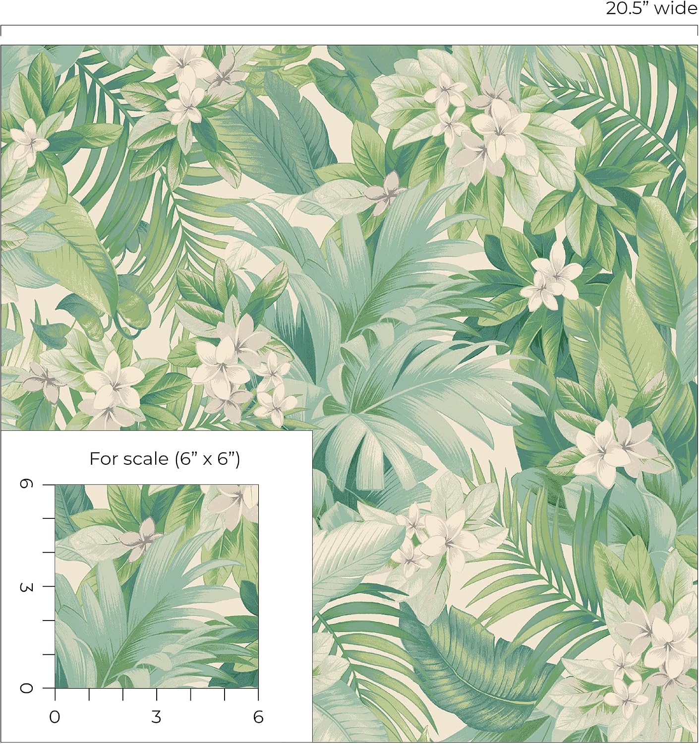 Tommy Bahama - Peel and Stick Designer Wallpaper, Premium Coastal Wallpaper for Bedroom, Powder Room, Kitchen, Self Adhesive, Vinyl, 30.75 Sq Ft Coverage (Umbrella Palm Collection, Pool)
