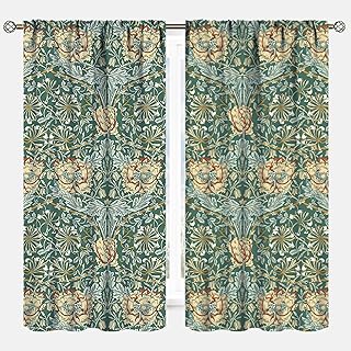 YCness William Morris Floral Print Curtains, Watercolor Vintage Flower A...