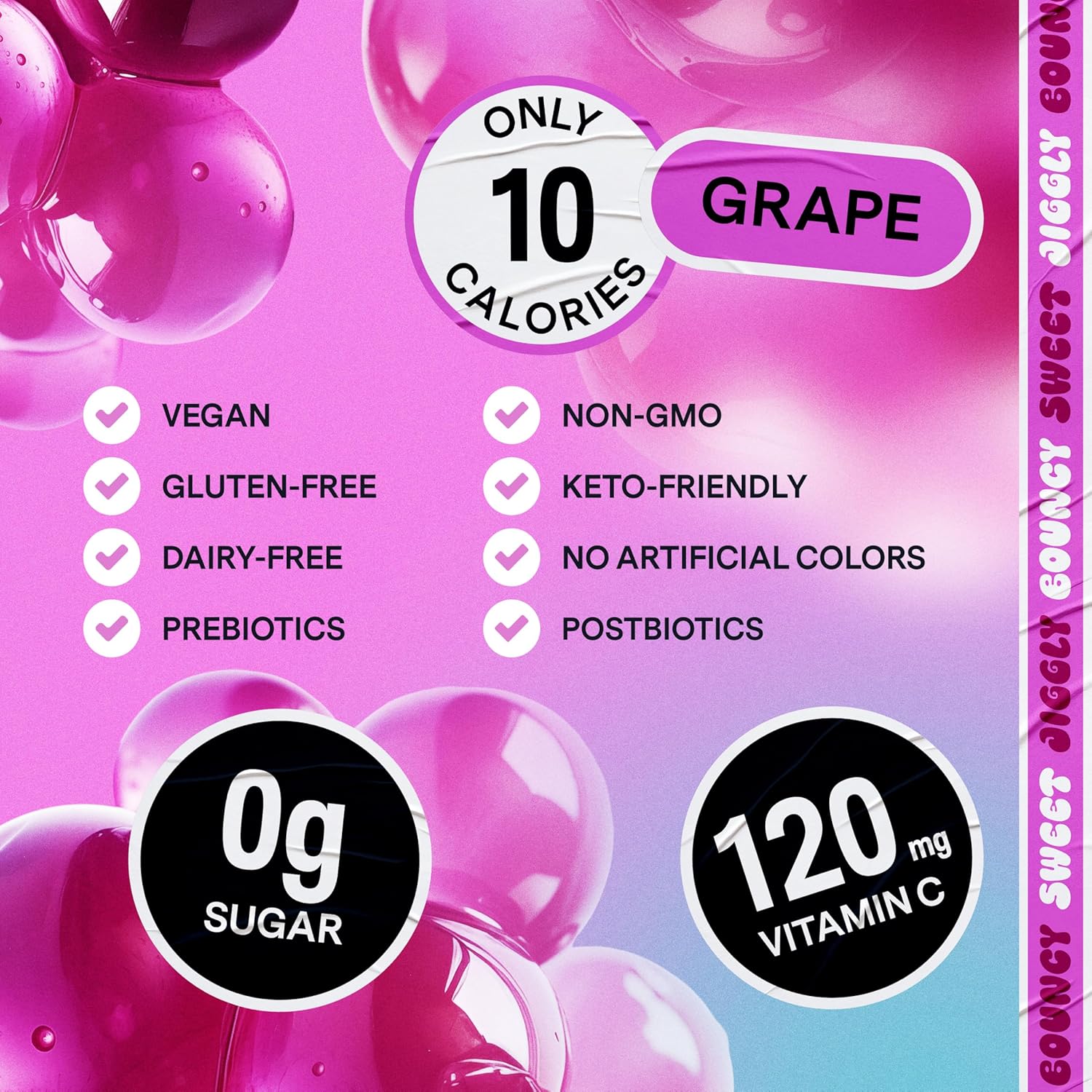 Dally Grape Drinkable Konjac Jelly 10 Pouches | Healthy 10-Calorie, Keto, Gluten Free, Sugar Free Korean Fruit Snack | Prebiotics & Postbiotics for Skin, Immune & Weight Management