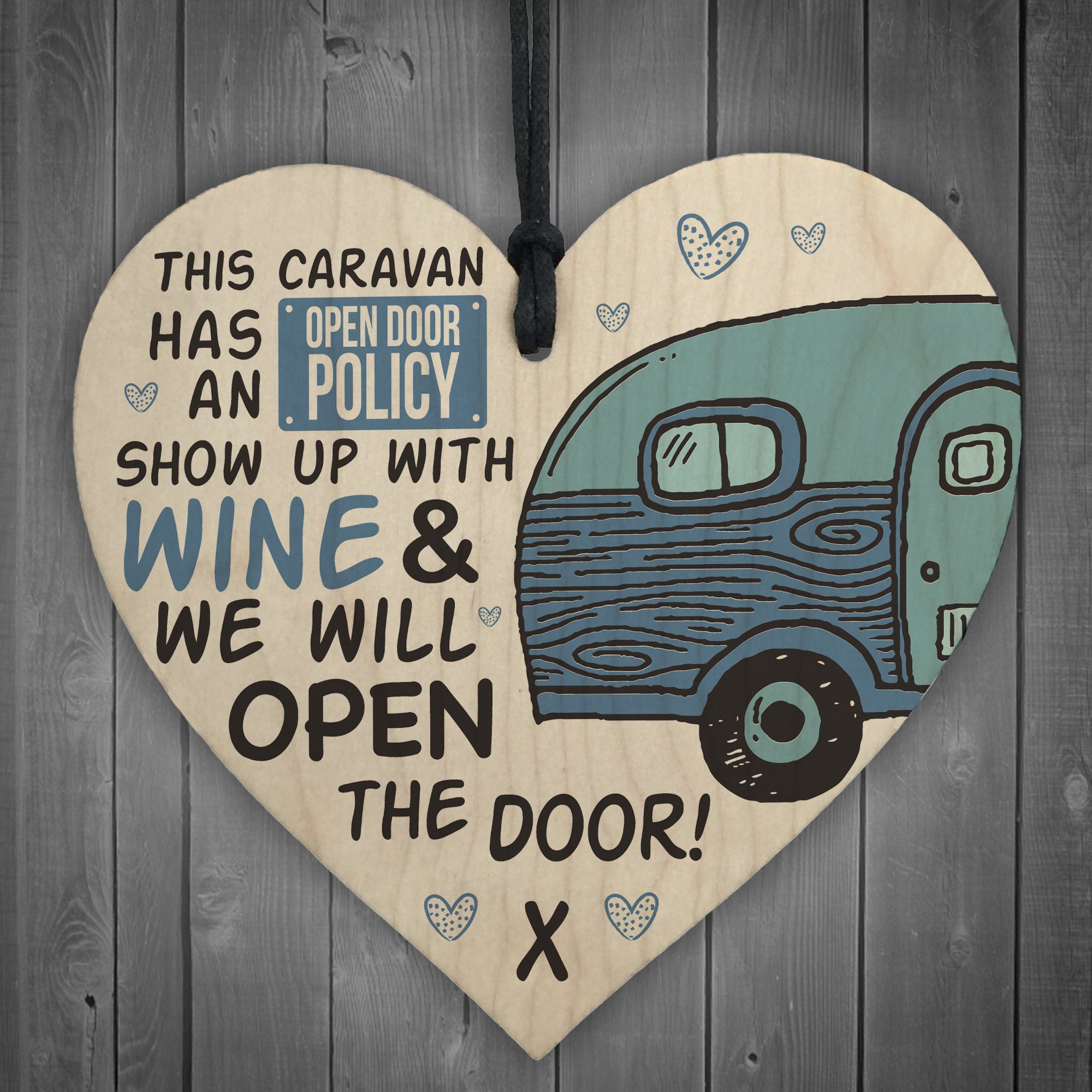 Red Ocean Caravan Open Door Wooden Novelty Hanging Plaque Funny Retirement Gift Shabby Chic Alcohol Signs