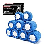 FRESINIDER 9 Rolls Self Adhesive Wrap Athletic Tape Gauze, Breathable Elastic Cohesive Bandage for Sports Injury & Pet (7 Pcs 2 x 5 Yards + 2 Pcs 1 X 5 Yards) (Blue)