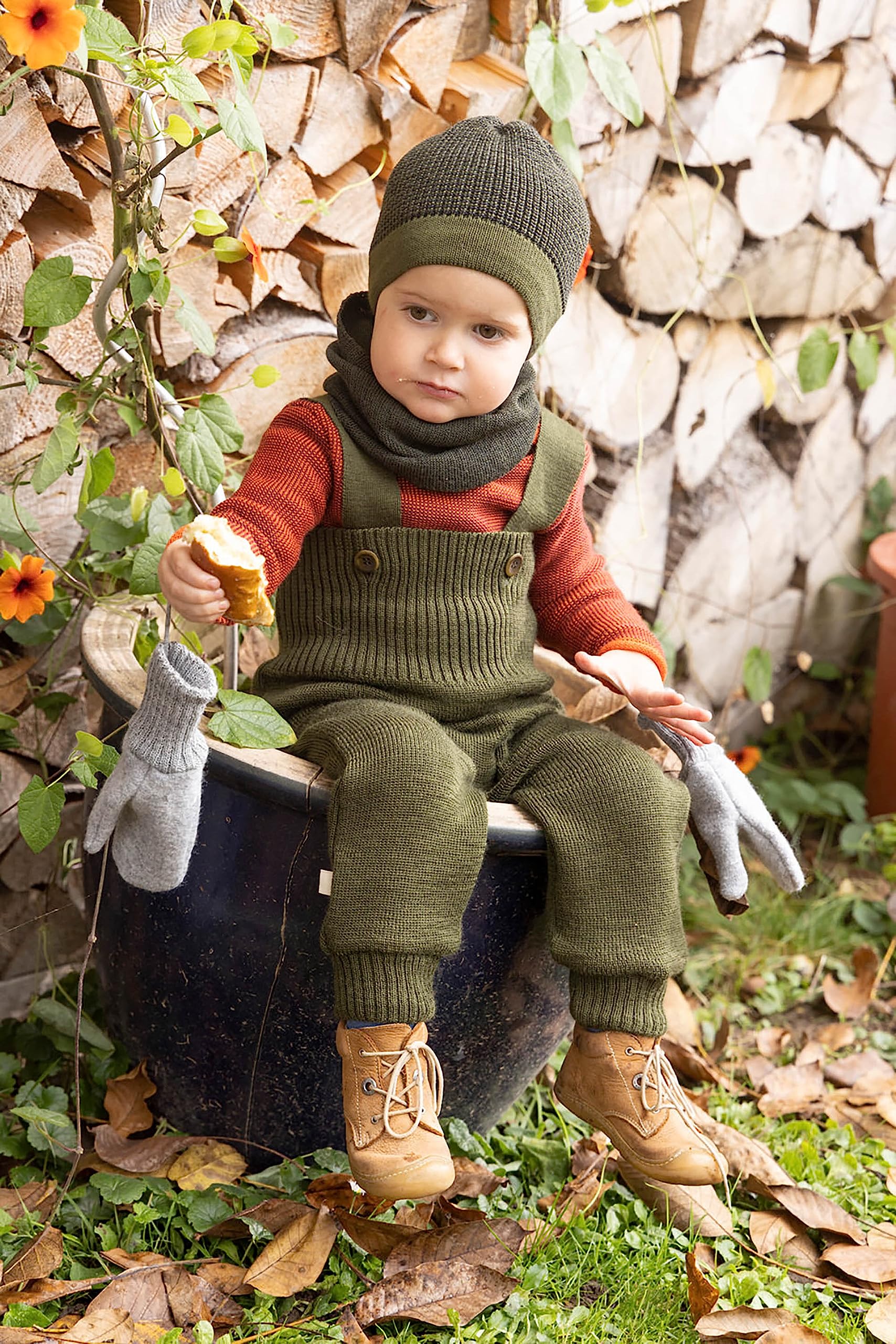 Disana 100% lana merino tubo sciarpa loop avvolgere scaldacollo lavorato a maglia bambini adulti 3713