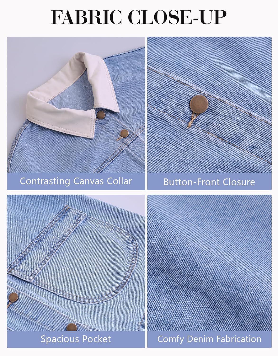 Kedera Women's Denim Jacket Casual Jean Jacket Long Sleeve Spring Shacket Barn Coat with Pockets - Image 6