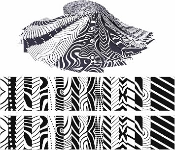 Soimoi 40Pcs Illusion Print Cotton Precut Fabrics for Quilting Craft Strips 2.5x42 inches Jelly Roll - White & Black