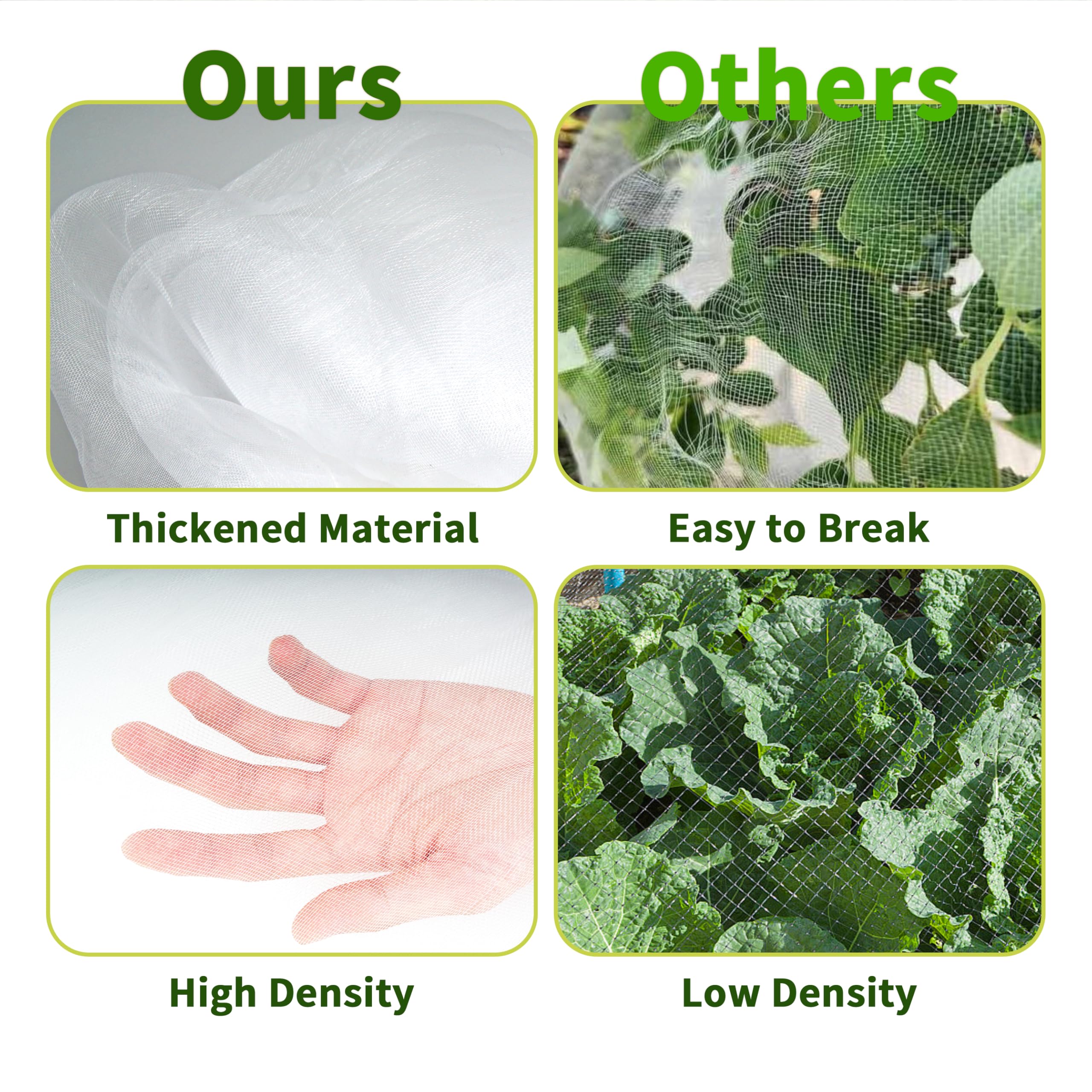 Kit De Filet De Jardin En Maille Ultra Fine Avec 6 Ensembles De Cerceaux De Jardin En Fibre De Verre Pour Parterres Surélevés, Plantes, Fraises, Fruits, Serres, Oiseaux, Animaux, Barrière De