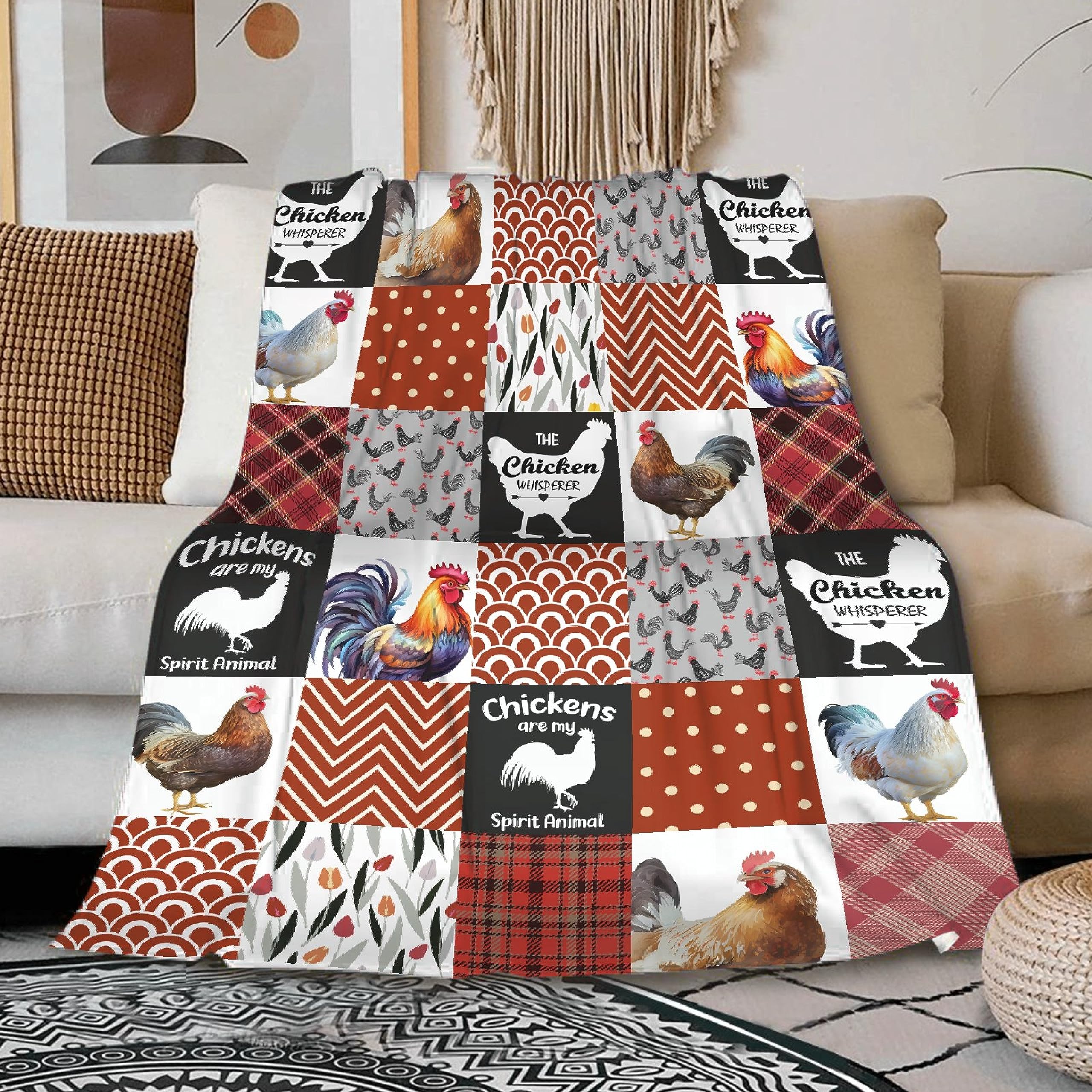 ZOCHOTEN Chicken Throw Blanket Soft Comfortable Funny Chicken Gifts for Women Cute Chicken Printed Plaid Blanket for Couch Office Outdoor Chicken Lover Gifts 50