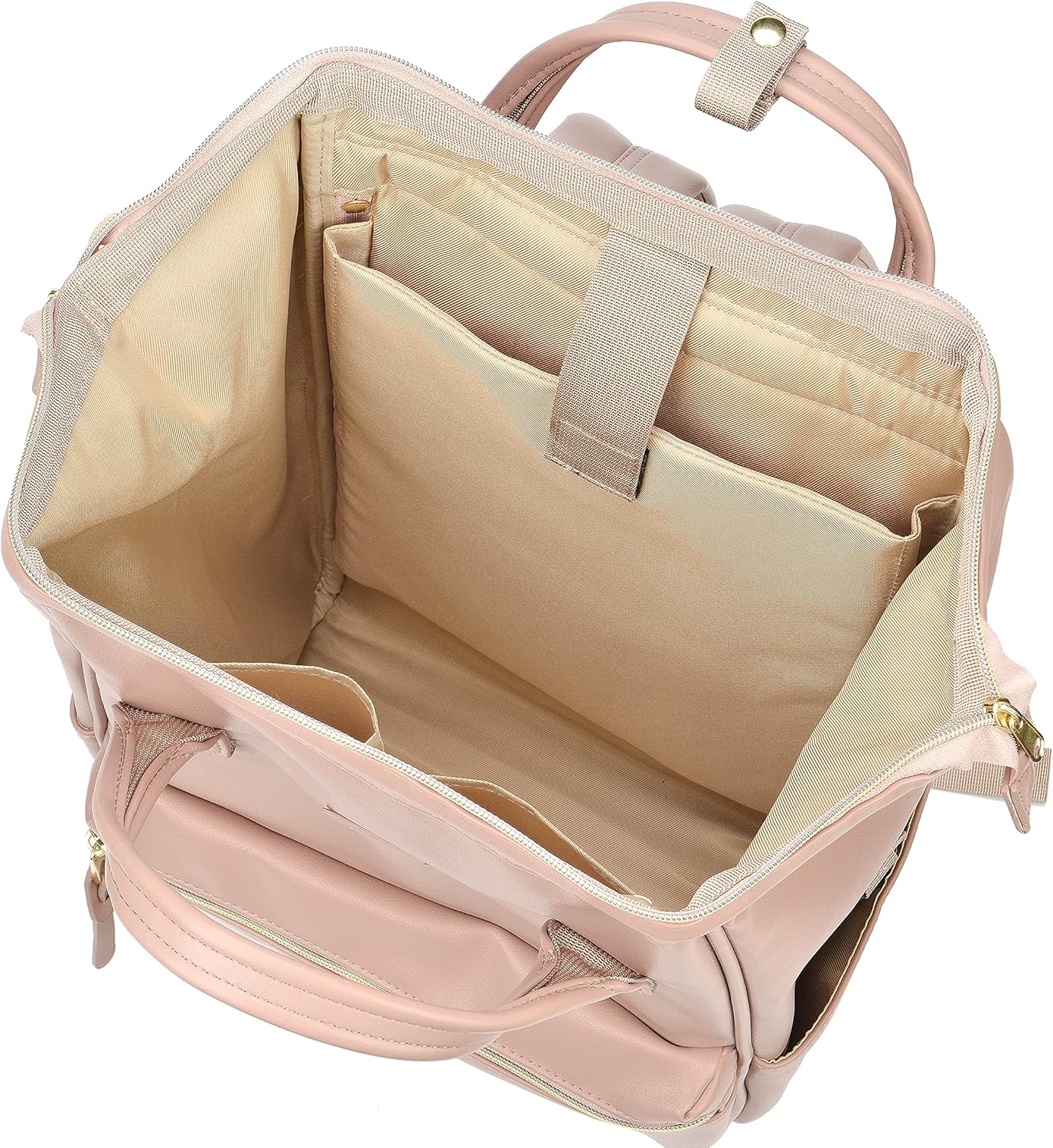 Kah&Kee Leather Backpack for Women and Men 15-inch Laptop Bag | Teacher Professional, Diaper Bag Backpack, Ideal for Work, School, Nurse, College & Travel (Tan Pink II, Medium)