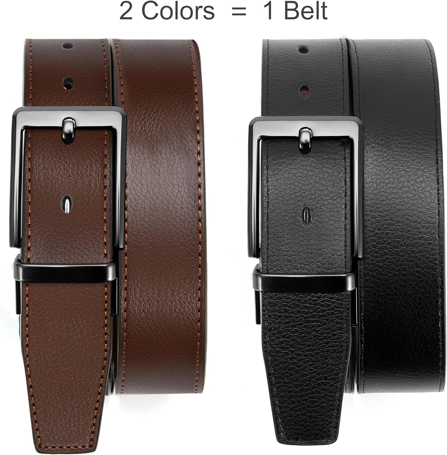 CHAOREN Reversible Mens Belt 1 Piece – Leather Belt Men for Dress Pants - Single Belt, 2 Colors - Image 3