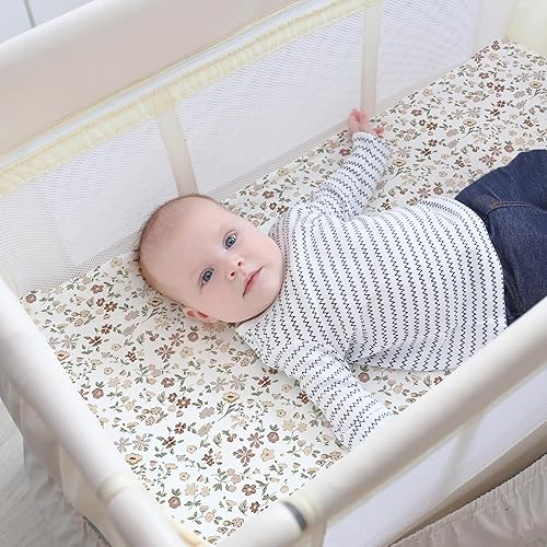 Miniatura 300 de Funda para cambiador de bebé, paquete de 2 unidades para niños, niñas (aeroplanos y nubes de acuarela), sábanas bajeras de primera calidad, funda