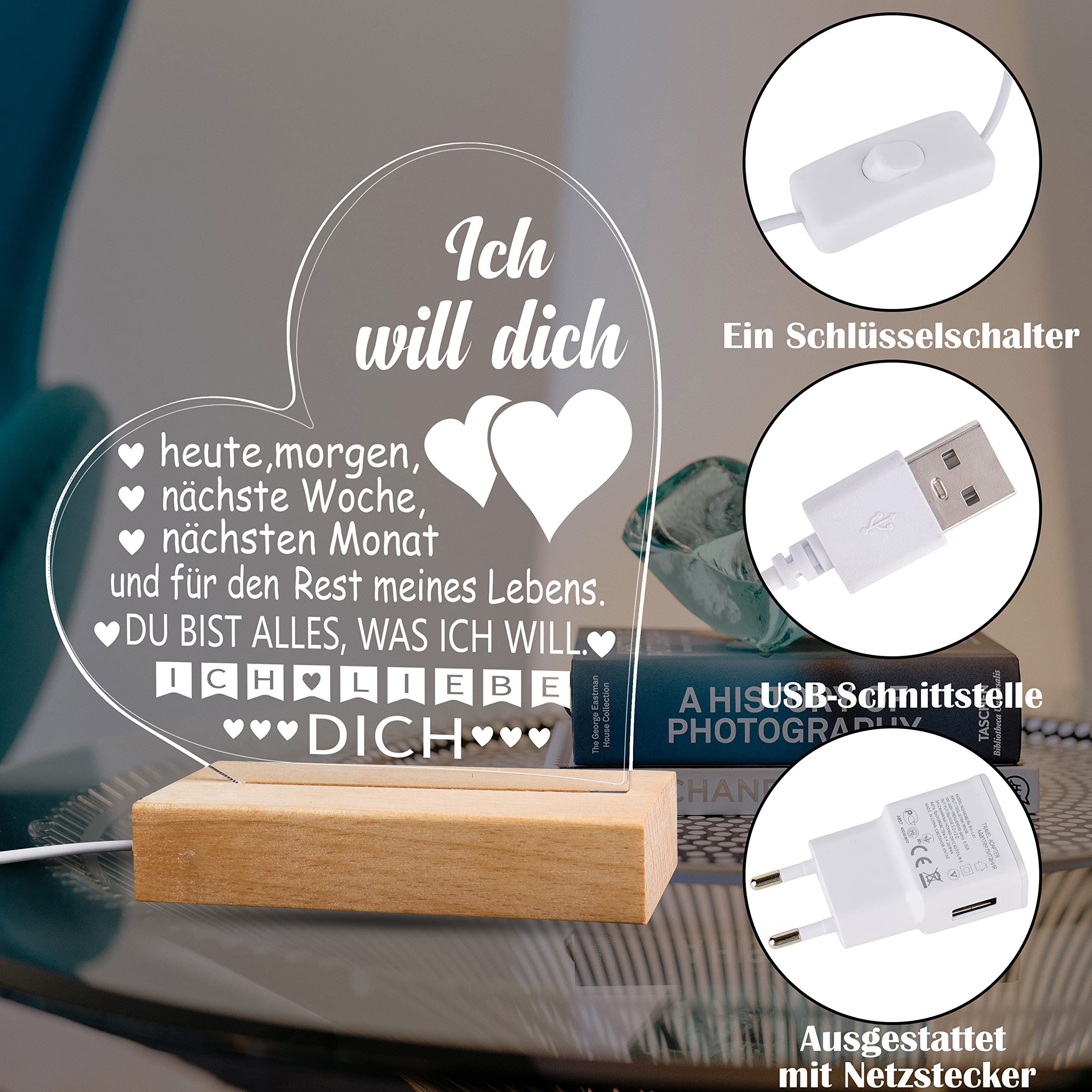 3D LED-Nachtlicht „Für Meine Frau“ – Persönliches Geschenk Für Valentinstag & Jahrestag