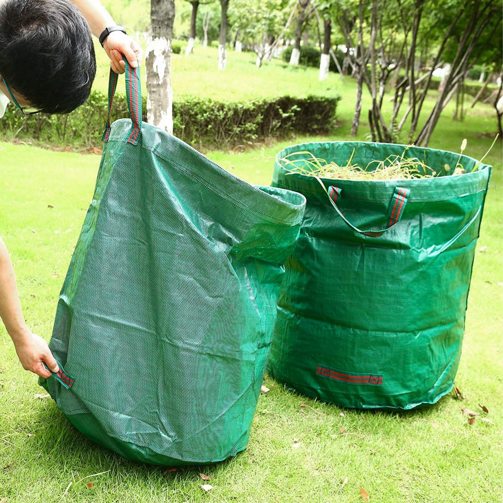 Sacs de Jardin 4x272L Polypropylène Robuste Pliables Réutilisables Étanches avec Poignées