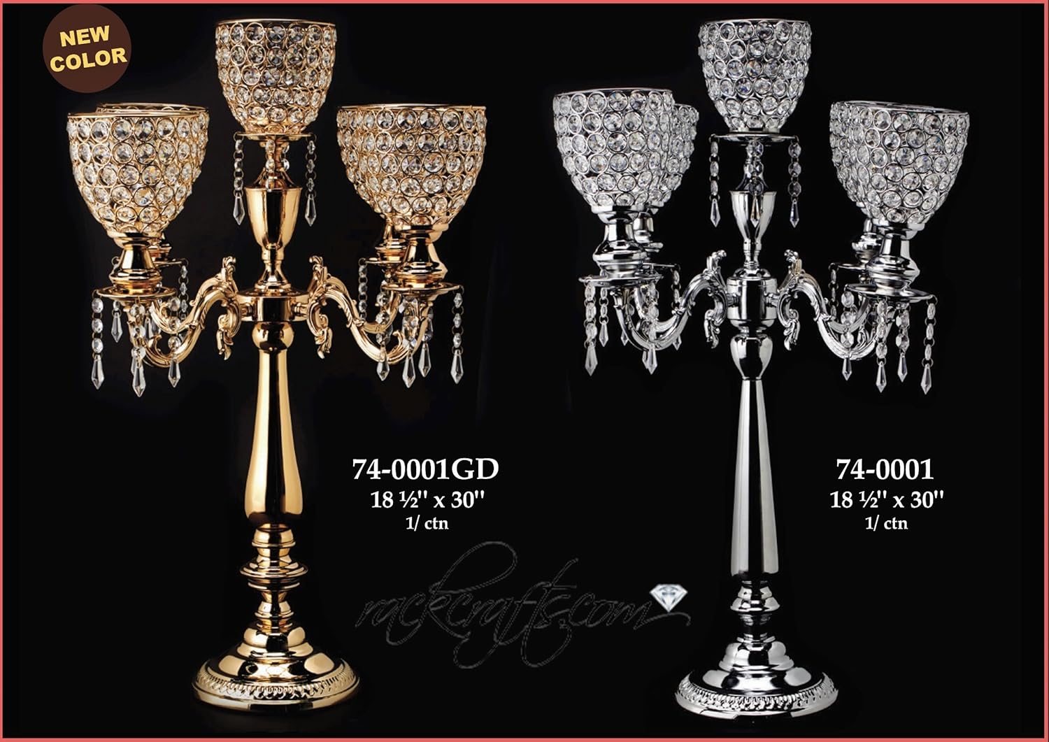 Crystal Metal Centerpiece Standing Ornament Swivel Arm Table Center Piece Wedding Home Decor Gold Silver (Silver)