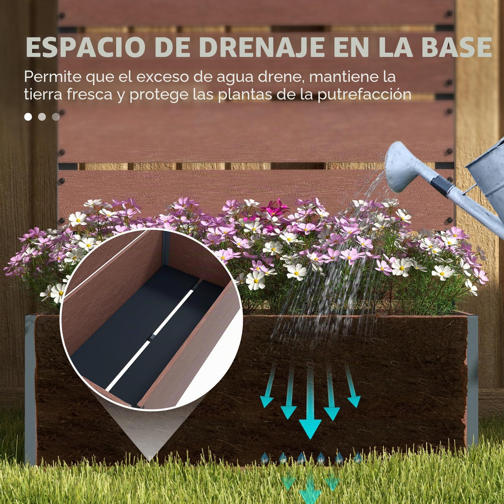 Outsunny Jardinera con Enrejado, Macetero 72x38x150cm, marrón Claro