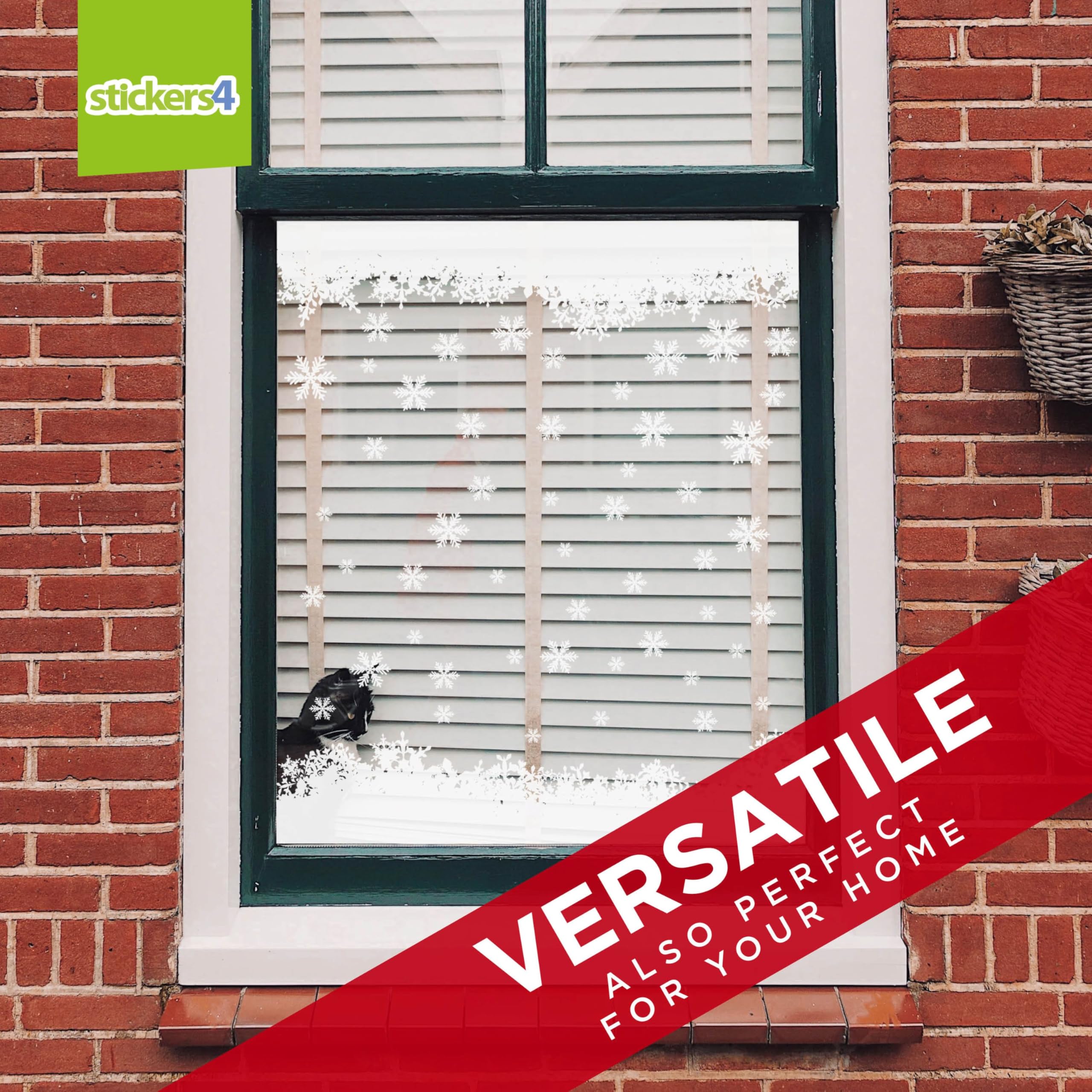 60 Individual Snowflakes Christmas Window Sticker - Six Different Snowflake Christmas Window Clings - Reusable Christmas Window Decoration - One Size 50mm Small