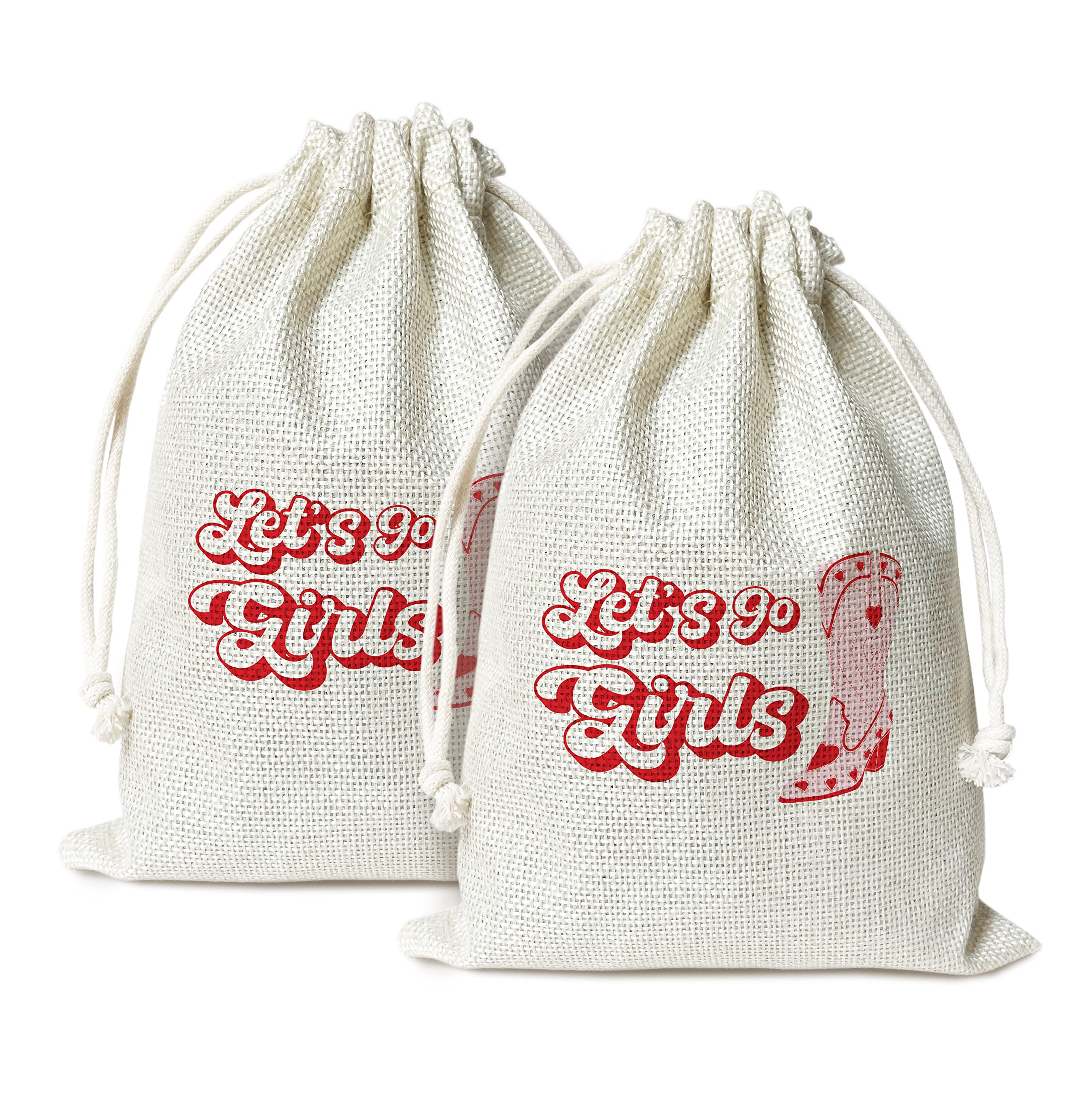 TFCIATE Hangover Kit Bags, Let's Go Girls Burlap Bags With Drawstring for Bridal Shower, Wedding, Travel, Bachelorette Party Survival Recovery Bag, Party Supplies - 5Pcs(Kit-016)