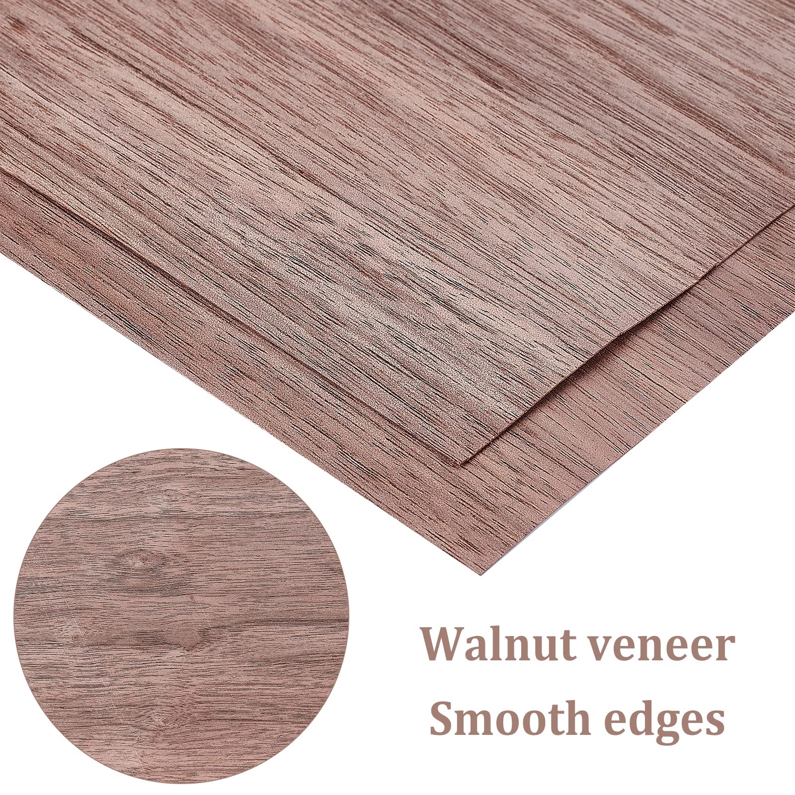 BENECREAT 8 Feuilles Feuille de Bois de Noyer, Planches de Placage Carrées en Bois Dur de 30x30 cm pour Projet de Bricolage en Bois, 0.5 mm D'Épaisseur