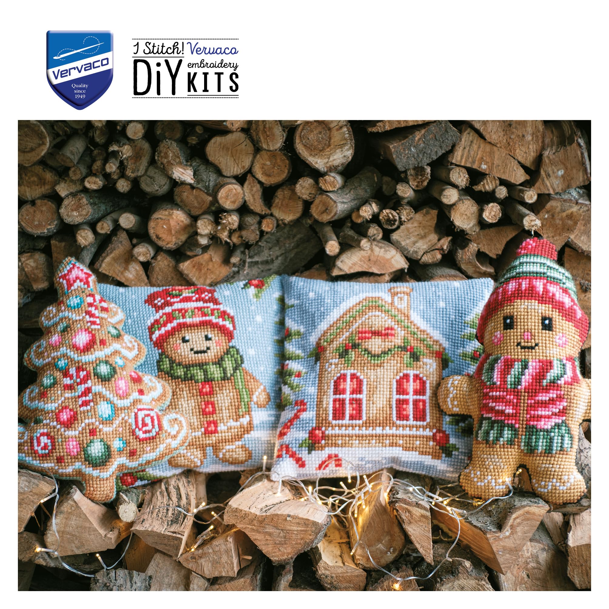 VERVACOZestaw do Haftu Krzyżykowego Poduszka z TyłemŚWIĘTA Kanwa z Nadrukiem 36 x 52 cm Gruba Włóczka Akrylowa Zrób to Sam Dekoracja Domu DIY Cross Stitch Kit