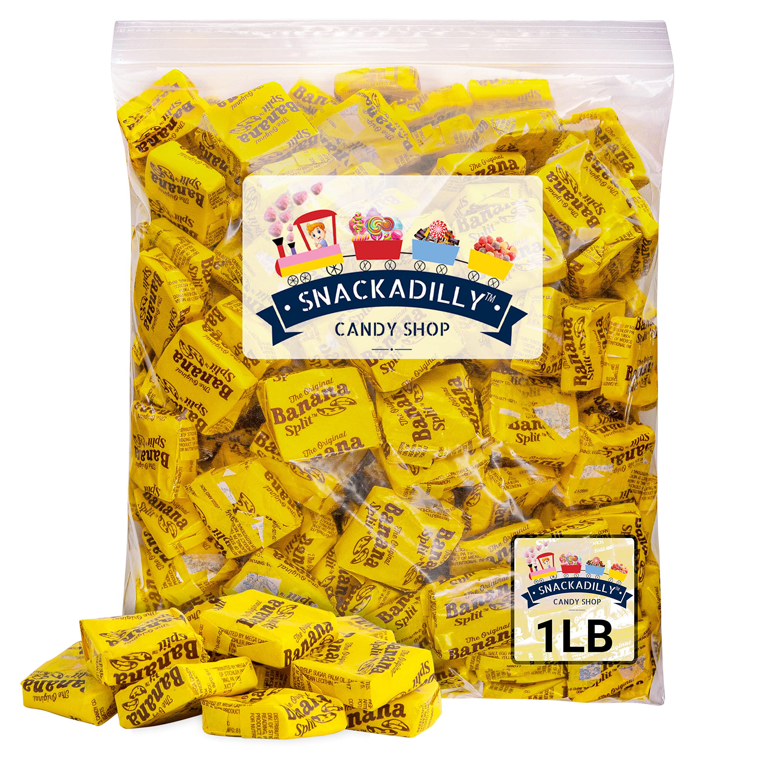 Banana Splits By Necco Retro Candy - 1 Pound Bag Of Delicious Banana Flavored Candy Freshly Packed By Snackadilly