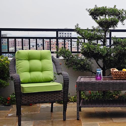 Miniatura 2 de JMGBird Cojín copetudo para asiento y respaldo para exteriores, juego de cojines para silla de asiento profundo de 22 x 22 pulgadas, cojín de silla