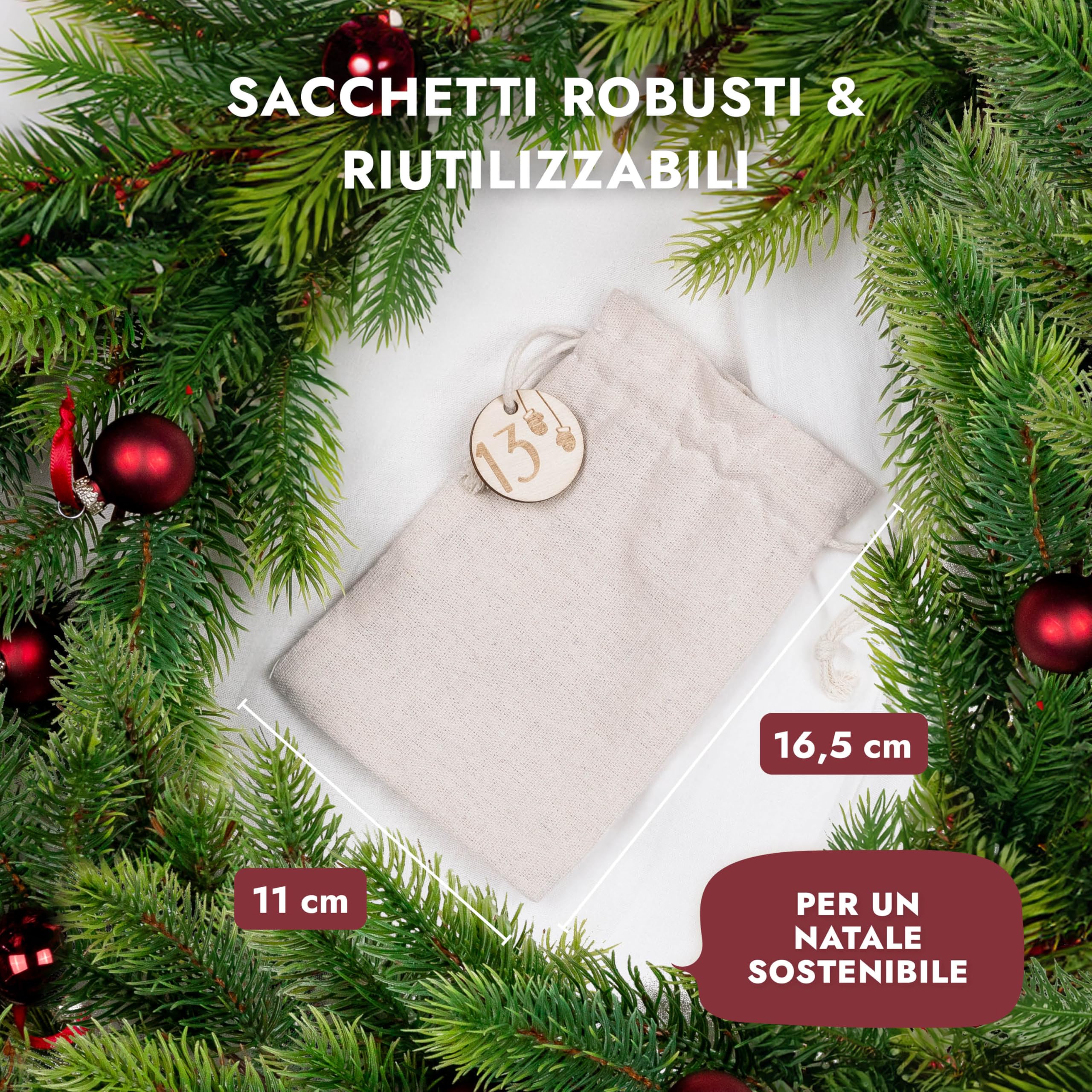 Kit Calendario Avvento Completo Calendario Dell'avvento Vuoto Da Riempire - 24 Sacchetti In Tessuto, Con Clip In Legno E Spago, Per Decorazioni Natalizie Sacchetti Natale Personalizzabili