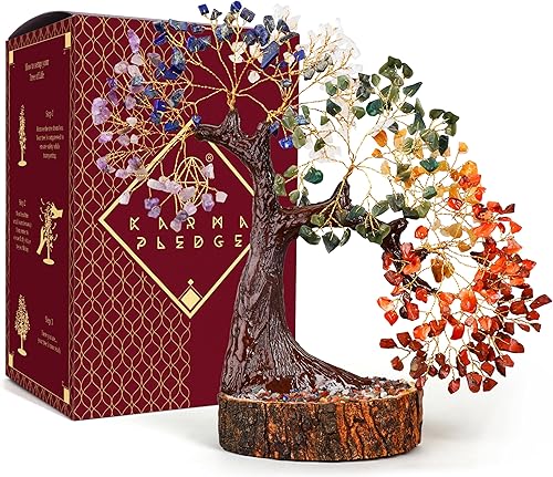 Miniatura 45 de Árbol de la vida de cristal curativo de 7 chakras, árboles bonsái hechos a mano para energía positiva, dinero y buena suerte, árbol para decoración