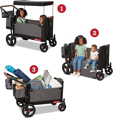 Miniatura 6 de Radio Flyer Atlas Stroll N Wagon, Carro plegable para más de 1 años - Gris